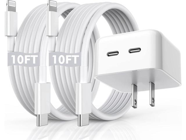 iPhone Fast Charger 40W Dual USB-C Quick Wall Charger 10FT Charging ...