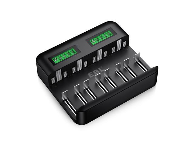 8 Pack 8 Bay Smart LCD AA AAA Ni-MH Ni-Cd Battery Charger with AAA Rechargeable Batteries 1.2V 1100mAh RayHom AAA Rechargeable Batteries with Charger 