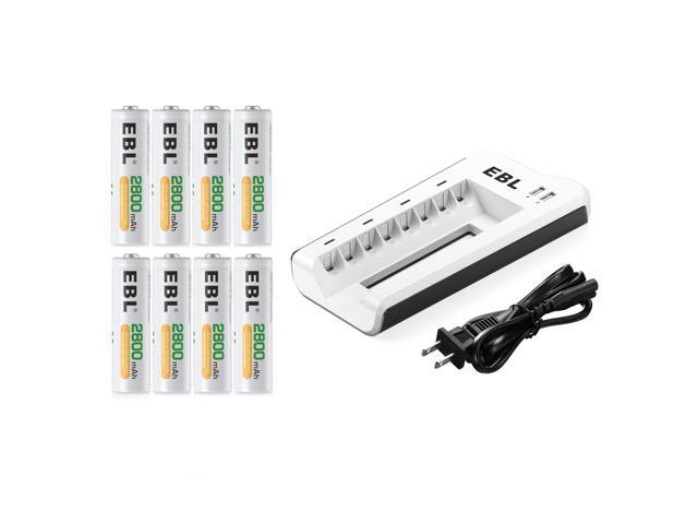 EBL 1100mAh Rechargeable AAA Batteries 8 Pack and 8 Slots LCD AA AAA Battery Charger 