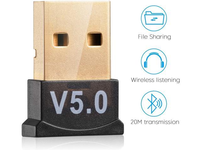 Bluetooth 5.0 Adapter for PC,ZEXMTE Mini Dongle PC for Computer Bluetooth Headphones Speakers Keyboard Mouse Printer Windows 10/8.1/8/7 Renewed 