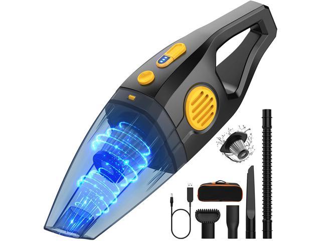 Dry & Wet,White Quick USB Charging Low Noise Hand Vacuum for Pet Hair,Dust,Cars & Home with Rolling Brush LED Light Car Vacuum Cleaner High Power Portable Rechargeable Handheld Vacuum Cordless 