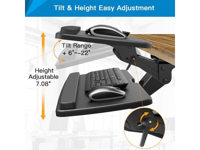 25 x9.8 inch EQEY Keyboard Tray Under Desk 360°Adjustable Keyboard Mount and Mouse Tray Smoothly Pull Out Desk Extender with Soft Supportive Pad 