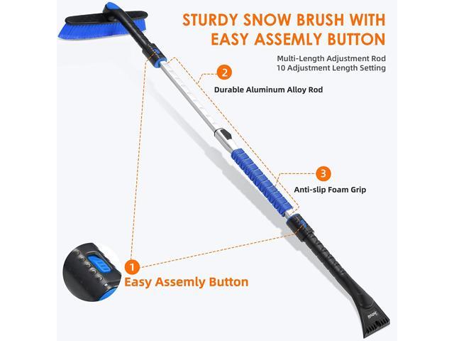 47.2 Ice Scraper and Extendable Snow Brush for Car Windshield and Foam  Grip with 360° Pivoting Brush Head for Christmas Car Auto Truck SUV(Blue) 