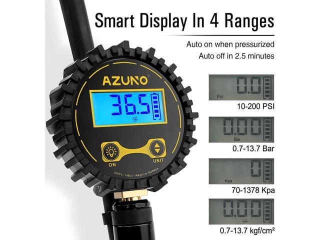 C P CHANTPOWER Digital Tire Pressure Gauge 200 PSI LCD Display 0.5 Resolution with Rubber Hose and Quick Connect Coupler 