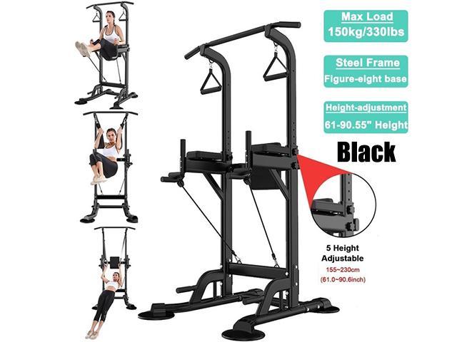Multi-Function Power Tower Adjustable Height Pull Ups Dip Station Abs Strength