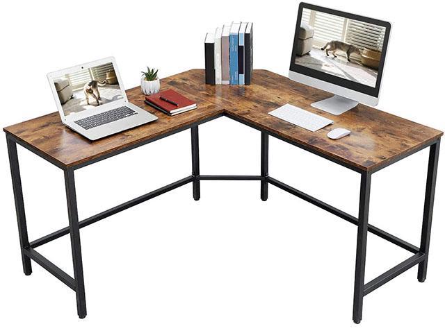 Computer Desk L Shaped Corner Writing Desk Space Saving Study Desk Gaming Desk For Office Easy To Assemble Rustic Brown Newegg Com