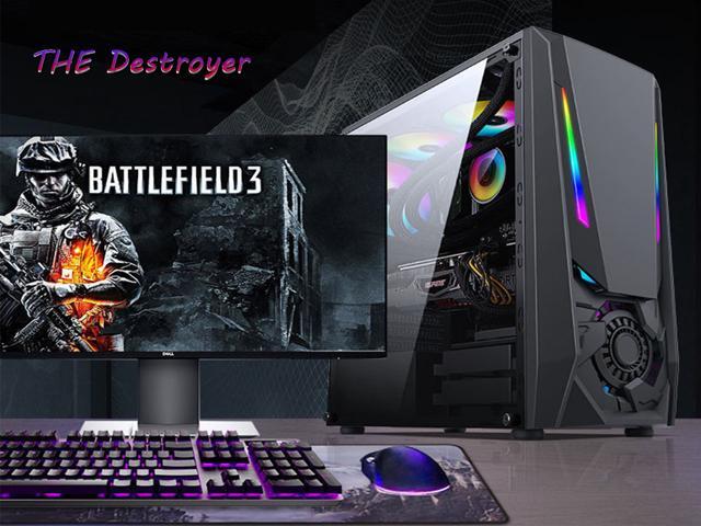 Hsccgi Atx Mid Tower With Four 1mm Rgb Fans Fine Front Panel Acrylic Window Rgb Lighting System Cable Management System Black Newegg Com