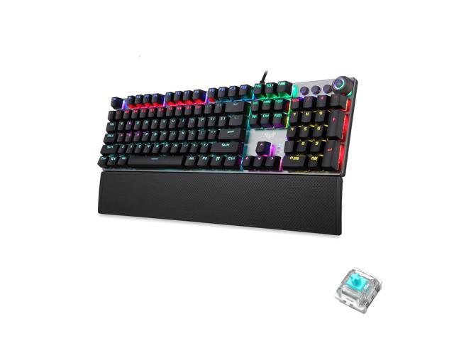 Gaming Keyboard, AULA F2088/F2058 108 Keys Mixed Light Mechanical Blue Switch Wired USB Gaming Keyboard with Metal Button