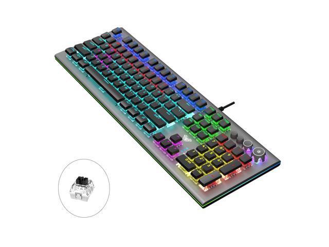 Gaming Keyboard, AULA S2096 108 Keys USB Flank Cool Light Mechanical Gaming Keyboard, Black Shaft
