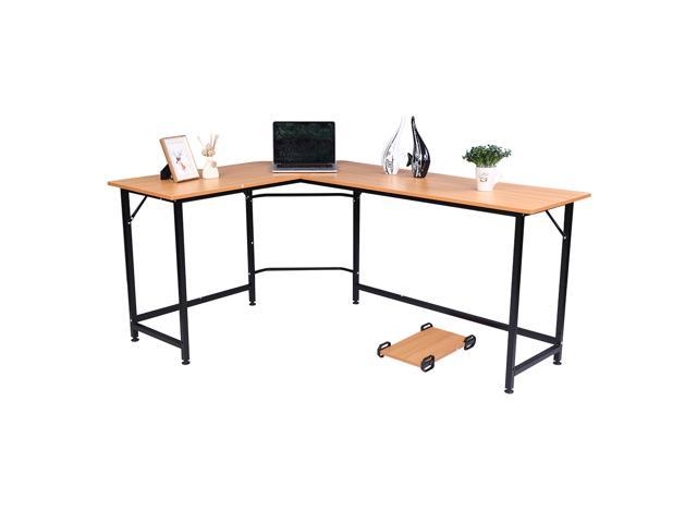 L-Shaped Gaming Desk- Gaming Table - Computer Desk Beech Wood Color