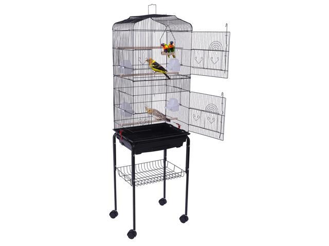 59" Bird Cage Pet Cage Supplies Metal Cage with Rolling Stand