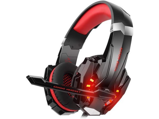 Gaming Headset, Gaming Headphones 3.5mm Stereo Jack with Mic LED Light for Xbox One S/Xbox one/PS4/Tablet/Laptop/Cell Phone - Red