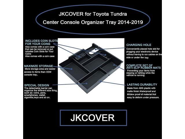 JKCOVER for Toyota Tundra Center Console Organizer Tray 2014-2019 Tundra Accessories,Insert ABS Black Materials Armrest Box Secondary Storage 