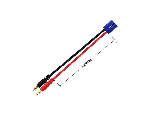 Maxmoral 2pcs 30cm RC Balance Charger Lead 4mm Banana Male Plugs to EC2 Male Connector Adapter 16AWG Silicone Lipo Battery Charge Cable 