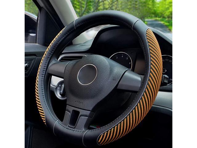 Orange Auto Car Steering Wheel Cover Anti-slip Microfiber Leather with Viscose Universal 15/38cm 