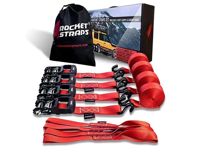 Heavy Duty Ratchet Straps 1 5 X 15 4500lbs Break Strength Ratchet Tie Down Straps 4 Ratchets 4 Soft Loops Ratchet Strap Bag Use With Moving Motorcycle Trailer Trucks Newegg Com