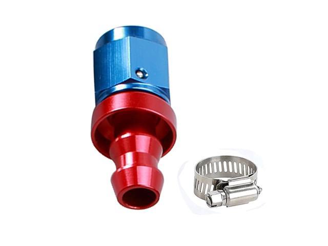 OD barb Push Lock/Push On Barb Hose End Oil Fuel Line Fitting Red Blue with Amercian Type Clamp 6AN Aluminum Straight Swivel Female AN6 9/16-18 Thread to 3/8 3/8 inch（9.52mm 