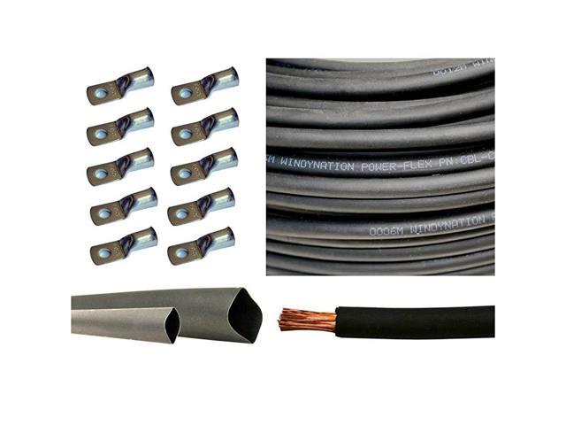 12.5 Feet Black Welding Battery Pure Copper Flexible Cable 10pcs of 3/8 Tinned Copper Cable Lug Terminal Connectors 3 Feet Black Heat Shrink Tubing 4 Gauge 4 AWG 12.5 Feet Red