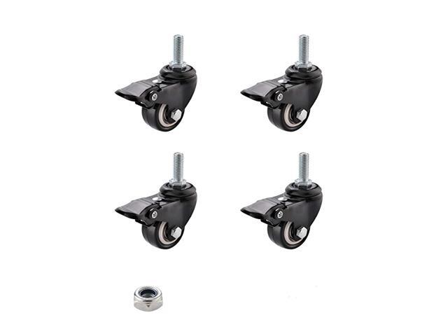 2-inch Solid Rubber Swivel castors Wheels with Threaded Wheels M8 x 15 mm 360 Degrees Black Capacity 44 lb Each 4 Pieces 2-inch Solid Rubber Swivel castors Wheels with Threaded Wheels M8 x 15 mm 360 Degrees Black Capacity 44 lb Each 4 Pieces