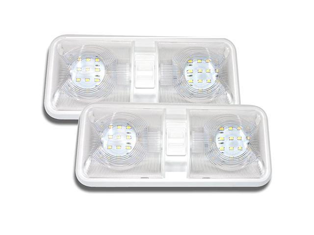 Leisure LED 3 Pack RV LED Ceiling Double Dome Light Fixture with ON/Off Switch Interior Lighting for Car/RV/Trailer/Camper/Boat DC 12V Natural White 4000-4500K 48X2835SMD 
