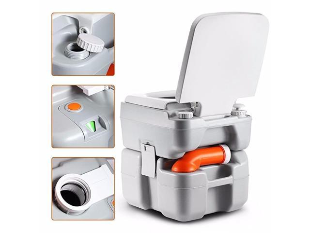Travel Toilet with Level indicator Boating Traveling & Roadtripping for Camping Outdoor Portable Toilet with Carry Bag | 3 Way Pistol Flush Rotating Spout 