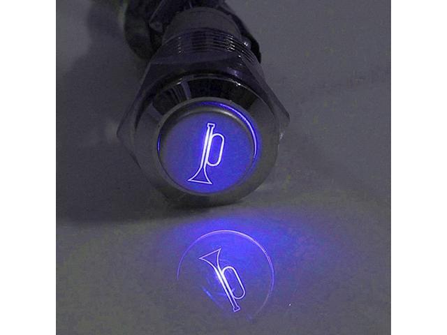 XT AUTO 19mm 12V Car Auto Blue LED Light Momentary Speaker Horn Push Button Metal Toggle Switch 