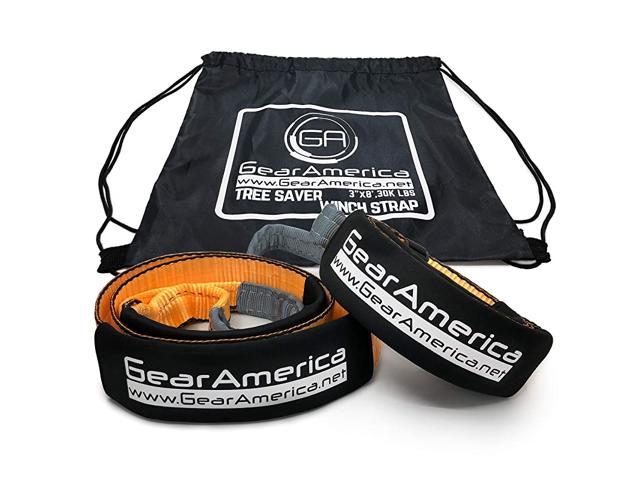 Heavy Duty 35000 lbs Reinforced Loops 15.8 T Tie Storage Bag Off-Road Towing and Recovery Rope for 4x4 or Truck GearAmerica 2PK Tree Saver Winch Strap 3 x8 Strength Adjustable Sleeves 