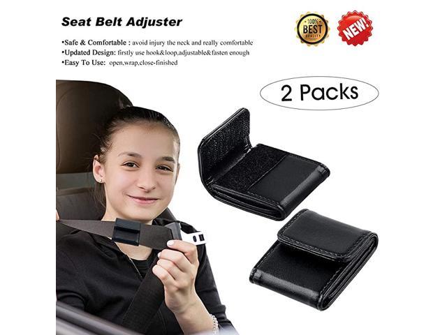 Car Seat Belt Adjuster for Kids & Adults Comfortable and Safe Car Belt Adjuster Black,2 Packs 