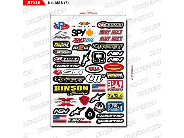 White 7.2x 10.2 inch Kungfu Graphics Hinson Sponsor Logo Racing Sticker Sheet Universal 