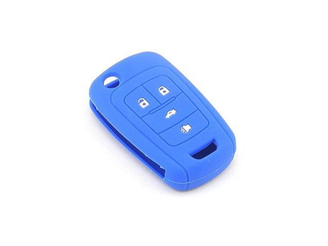 Silicone Protecting Vehicle Remote Start Key Case Cover Fob Holder for Chevrolet Camaro Cruze Equinox Malibu Orlando Sonic (Dark Blue Color)