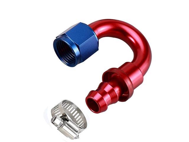 AN8 AN-8 90 Degree Push Lock Oil/Fuel/Gas Hose Line End Fitting Adapter Blue&Red 