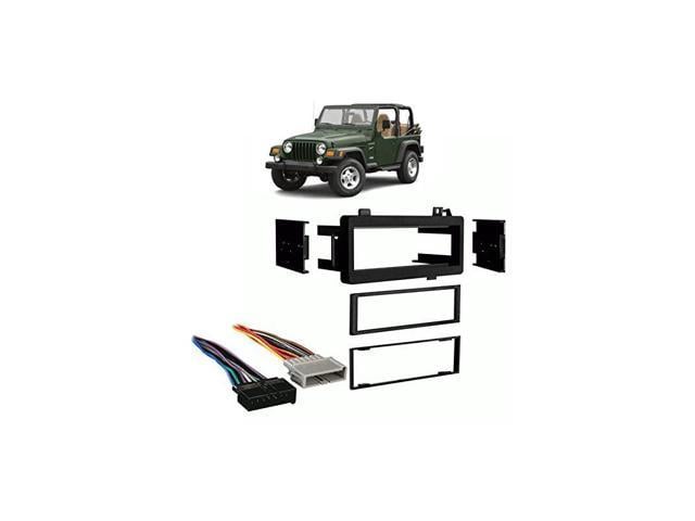 with Jeep Wrangler 1997 1998 1999 2000 2001 2002 Single DIN Stereo Harness  Radio Install Dash Kit Package 