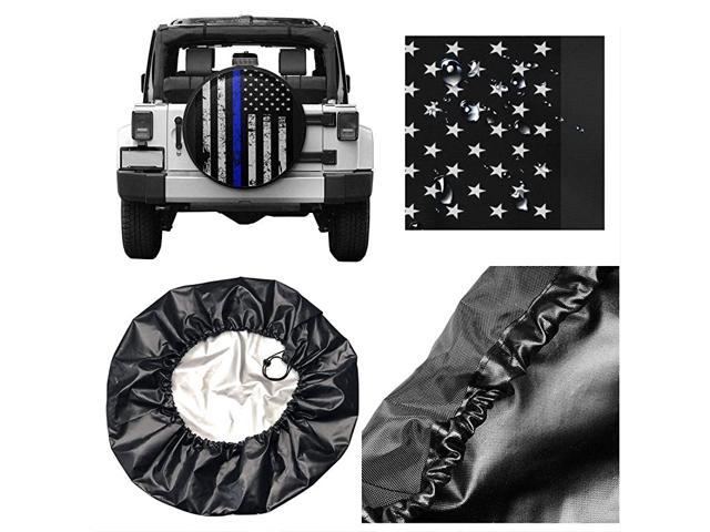 Spare Tire Cover Thin Blue Line American Flag Universal Wheel Tire