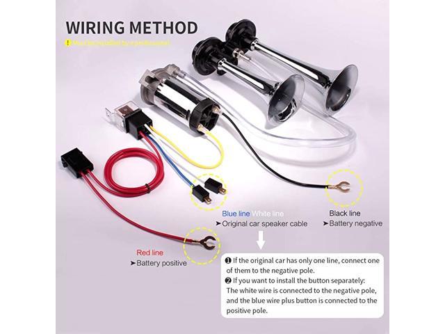 Car Horn 12V 150db Super Loud Air Horn,Chrome Zinc Dual Trumpet,Truck Horn  with Compressor and Wire Harness,for Any 12V Vehicles (12V, Standard  Edition) - Newegg.com  Gampro Air Horn Wiring Diagram    Newegg