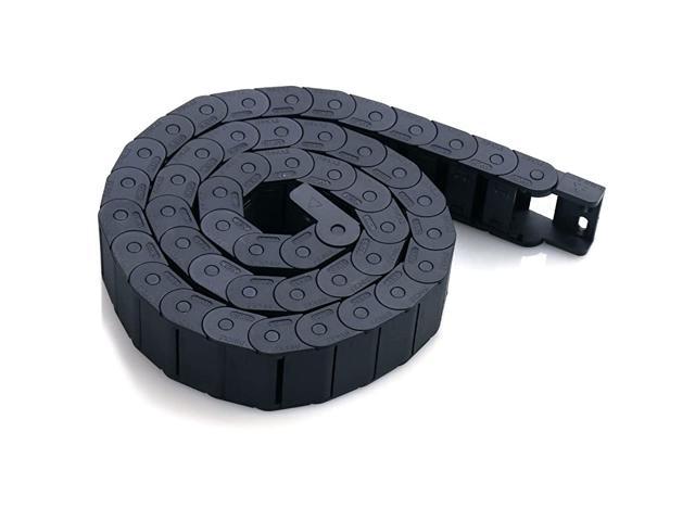 15mm x 30mm Black Plastic Semi Closed Drag Chain Cable Carrier 1M
