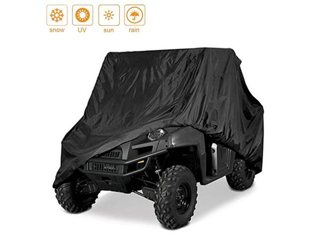 Waterproof UTV Cover 420D Heavy Duty Oxford Cloth for Polaris RZR Yamaha Can-Am Defender Kawasaki Ranger Cover 4-6 Seater Passenger Protects 4 Wheeler Integrated Trailer System 