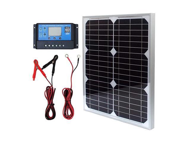12V 20W Monocrystalline Solar Panel Battery Charger For RV Marine Home 