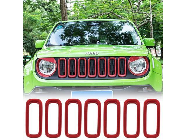 7*For Jeep Renegade 2015 2016 2017 Front Grille Cover Insert Grill Mesh Trim red 