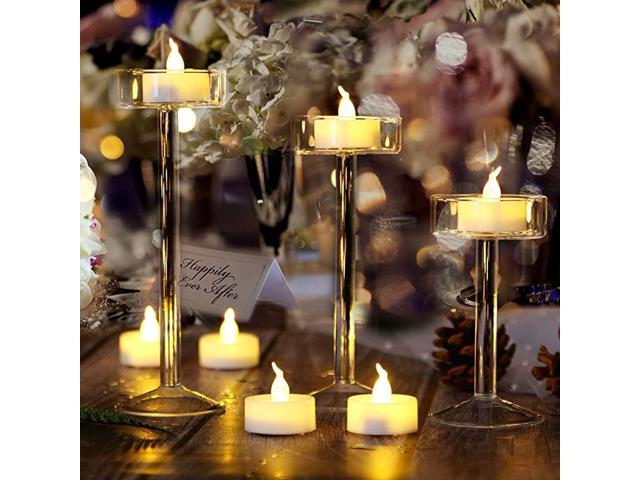 24 White Led Tea Light Votive Flameless Battery Candles Wedding Party Romantic 