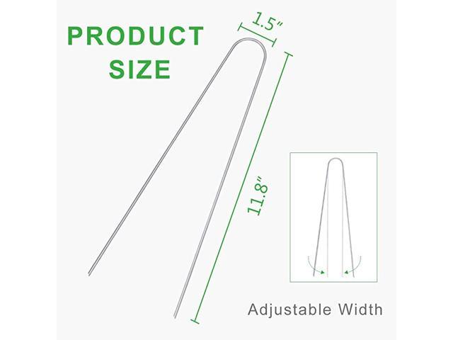 50-Pack 12 Inches Heavy Duty 11 Gauge Galvanized Steel Garden Stakes Staples Securing Pegs for Securing Weed Fabric Landscape Fabric Netting Ground Sheets and Fleece U-Shaped