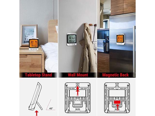 TP62 Digital Wireless Hygrometer Indoor Outdoor Thermometer Temperature and Humidity  Gauge Monitor with Backlight LCD Display Humidity Meter 200ft60m Range 