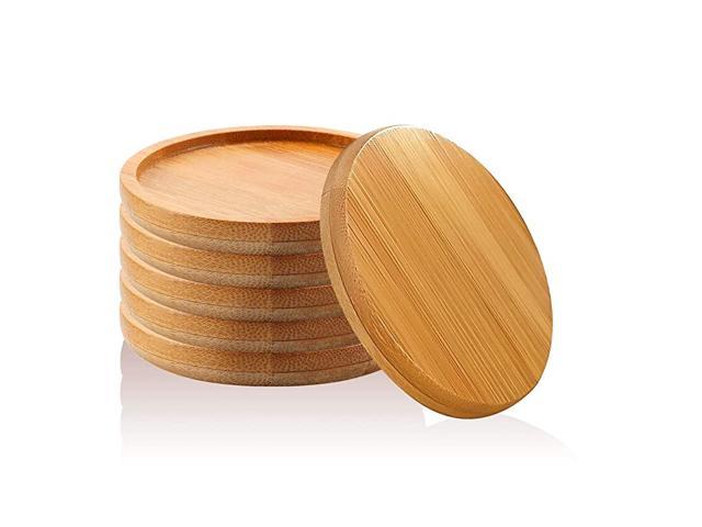 Succulent Flower Pot Holder Drainage Tray for Most Small Ceramic Planters Holding Drainage Water KEISL 3 Pcs Bamboo Round Plant Saucer