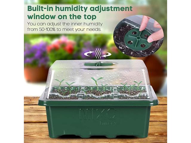 120 Cells Seedling Trays with Humidity Dome and Base Greenhouse Grow Trays Reusable Mini Propagator for Seed Starting Germination with Garden Tools Labels（Black） Sfee 10 Pack Seed Starter Tray Kit 