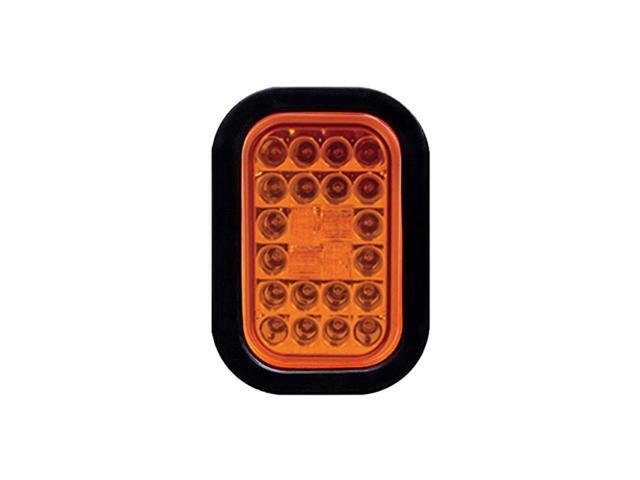5 x 3 Rectangular Amber LED Trailer Tail Light Grommet & Plugs Included DOT Certified Truck Park Turn Signal Lights IP67 Waterproof RV Jeep Semi Truck Taillight 24 Bright LEDs With Colored Lens 