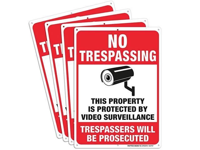 2 Pack Private Property No Trespassing CCTV Sign UV Printed Aluminum 10 x 7 In 