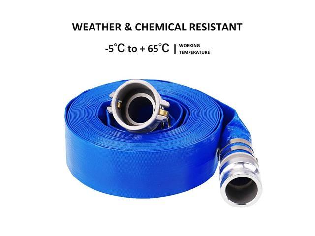 Heavy Duty Discharge Hose Reinforced Pool Drain Hose with Aluminum Camlock C and E Fittings 3 x 50 Blue PVC Backwash Hose for Swimming Pools 