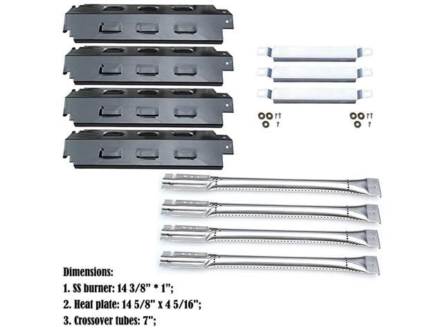 Carryover Tubes,Heat Plates SS Burner + SS Carry-over tubes + Porcelain Steel Heat Plate Direct store Parts Kit DG156 Replacement Charbroil 463420507,463420509,463460708,463460710 Gas Grill Burners 