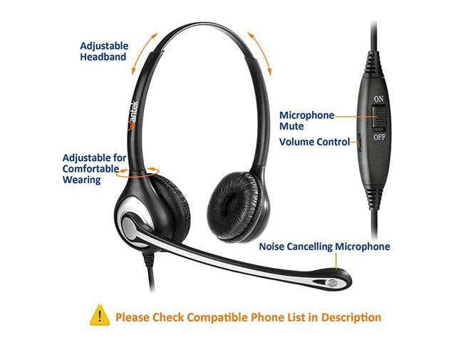 Corded Telephone Headset Dual wNoise Canceling Mic + Quick Disconnect  Compatible with ShoreTel Zultys NEC Aspire Dterm Nortel Norstar Meridian  Siemens 