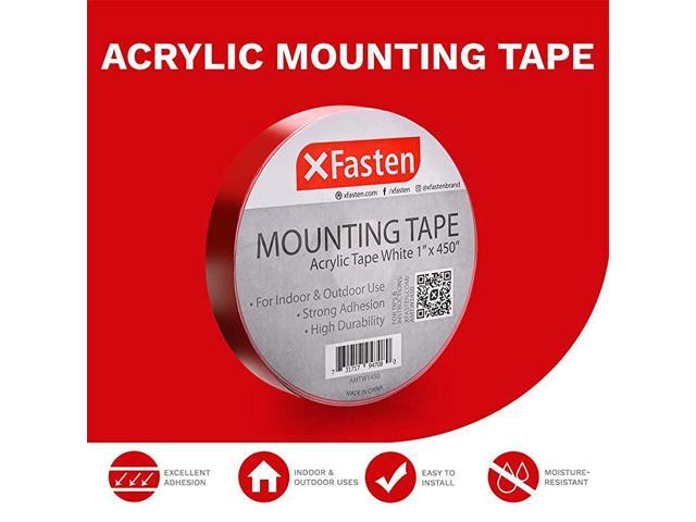 XFasten Double Sided Acrylic Mounting Tape Removable White 1Inch x ...