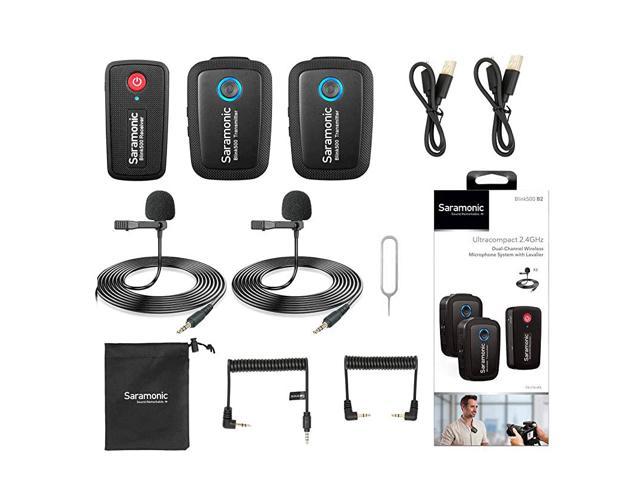 24GHz Wireless Microphone System Two Transmitters for Camera 